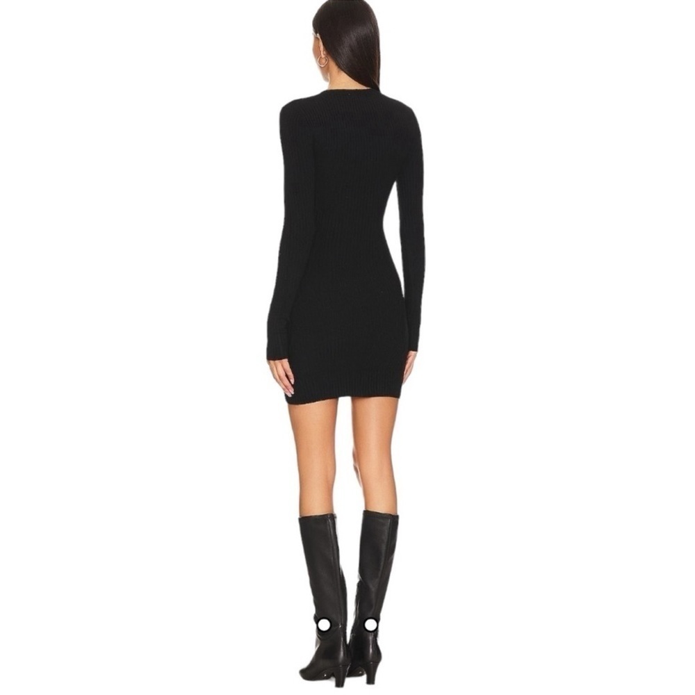 NEW Good American Cozy Rib Long Sleeve Minidress Black Small - Picture 3 of 11
